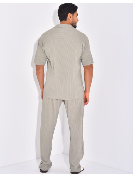 Ensemble plissé pantalon et chemise manches courtes