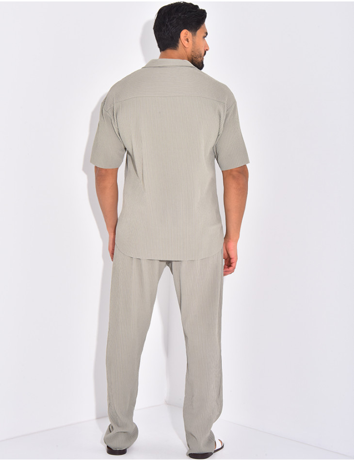 Ensemble plissé pantalon et chemise manches courtes