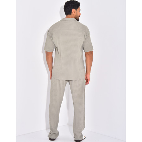 Ensemble plissé pantalon et chemise manches courtes