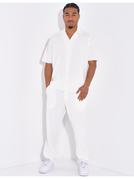 Ensemble plissé pantalon et chemise manches courtes