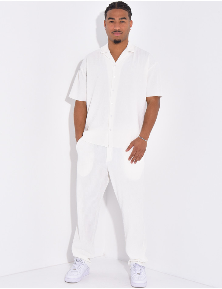 Ensemble plissé pantalon et chemise manches courtes