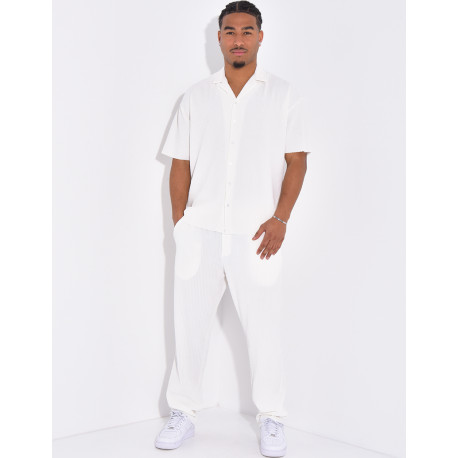 Ensemble plissé pantalon et chemise manches courtes
