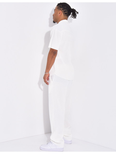 Ensemble plissé pantalon et chemise manches courtes
