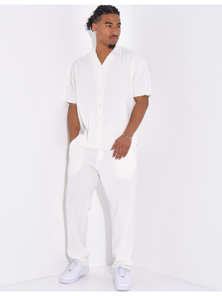 Ensemble plissé pantalon et chemise manches courtes