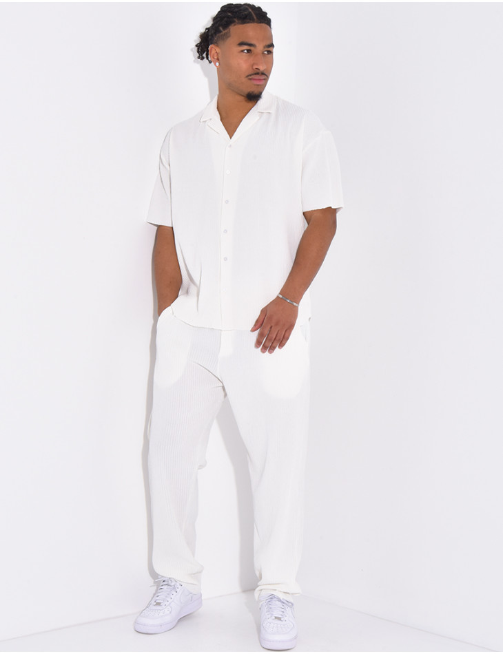 Ensemble plissé pantalon et chemise manches courtes