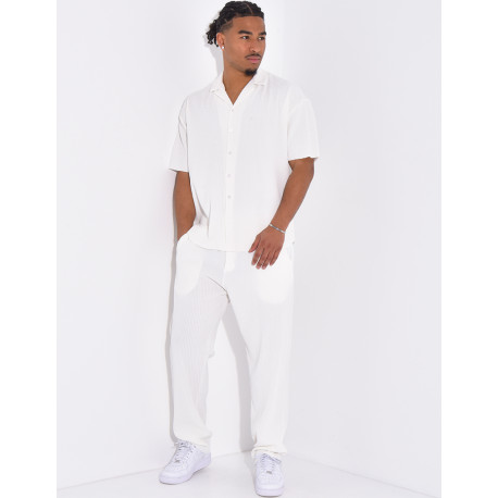 Ensemble plissé pantalon et chemise manches courtes