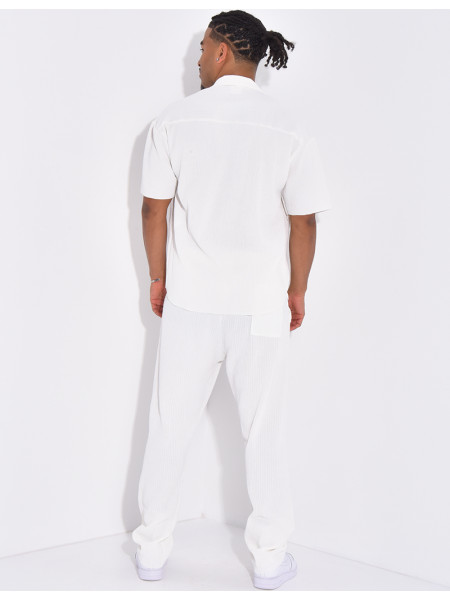 Ensemble plissé pantalon et chemise manches courtes