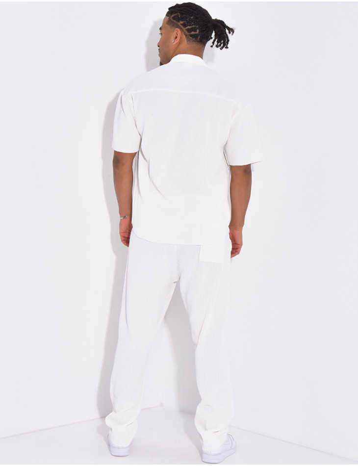 Ensemble plissé pantalon et chemise manches courtes