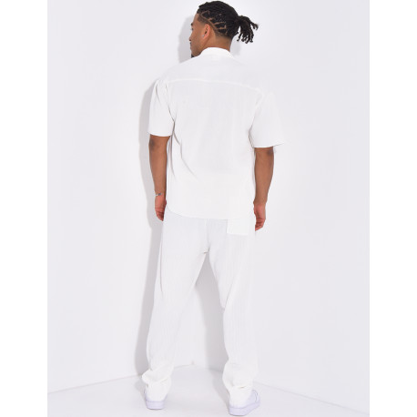 Ensemble plissé pantalon et chemise manches courtes
