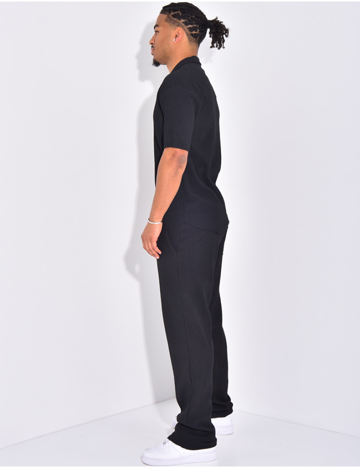 Ensemble plissé pantalon et chemise manches courtes