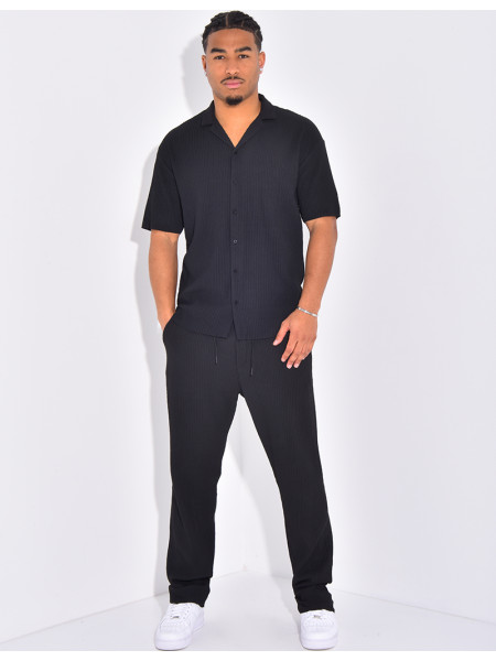 Ensemble plissé pantalon et chemise manches courtes