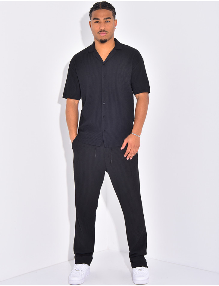 Ensemble plissé pantalon et chemise manches courtes