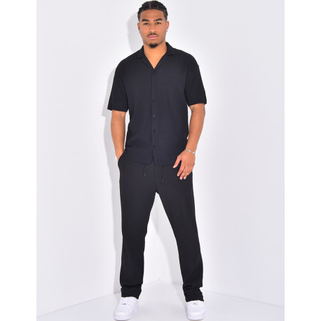 Ensemble plissé pantalon et chemise manches courtes