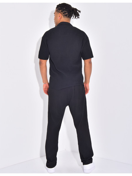 Ensemble plissé pantalon et chemise manches courtes