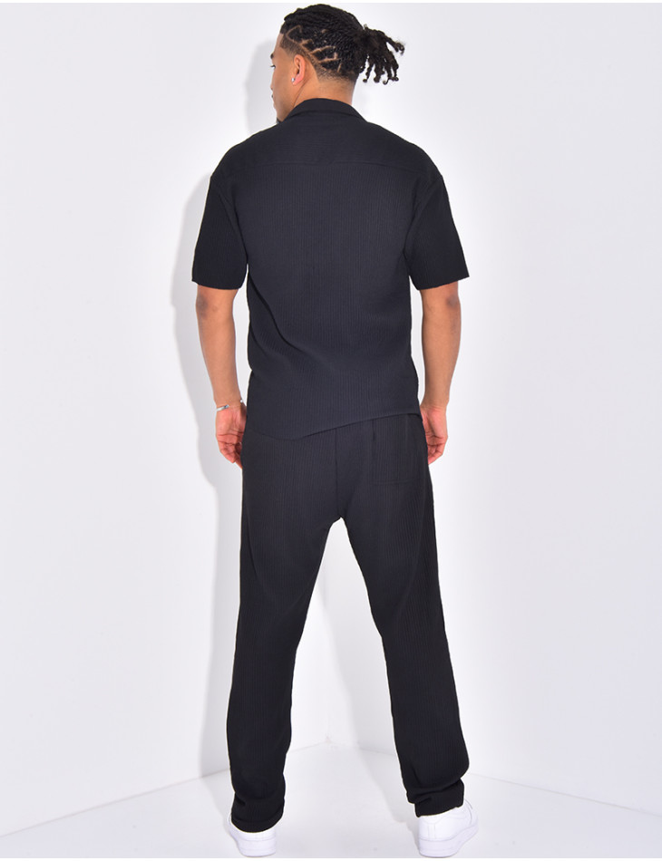 Ensemble plissé pantalon et chemise manches courtes