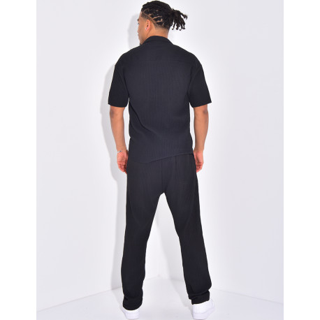 Ensemble plissé pantalon et chemise manches courtes