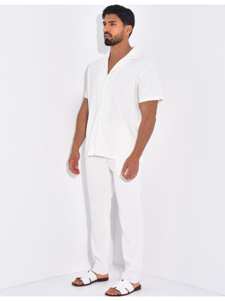 Ensemble plissé pantalon et chemise manches courtes
