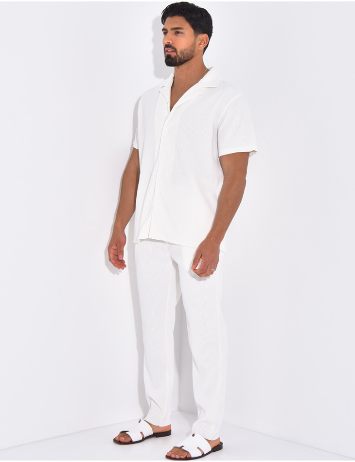 Ensemble plissé pantalon et chemise manches courtes