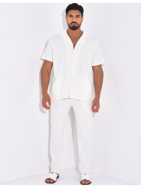 Ensemble plissé pantalon et chemise manches courtes