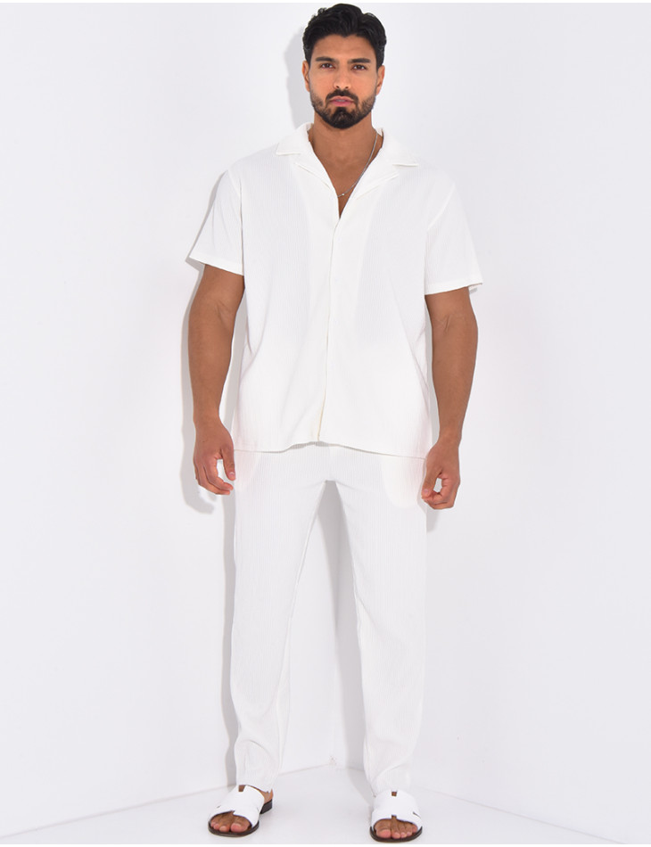 Ensemble plissé pantalon et chemise manches courtes