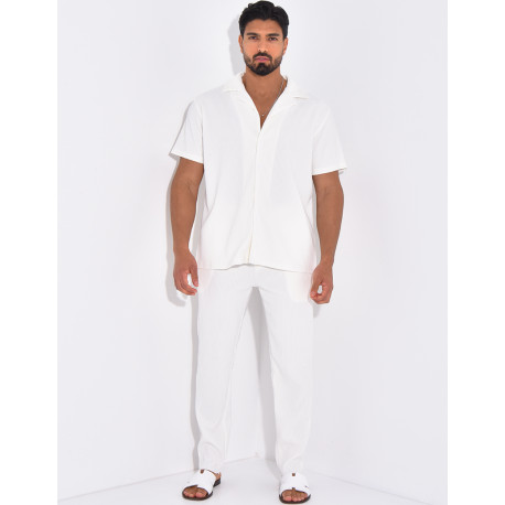 Ensemble plissé pantalon et chemise manches courtes