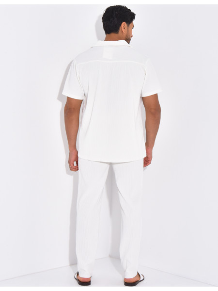 Ensemble plissé pantalon et chemise manches courtes