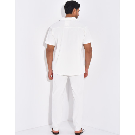 Ensemble plissé pantalon et chemise manches courtes