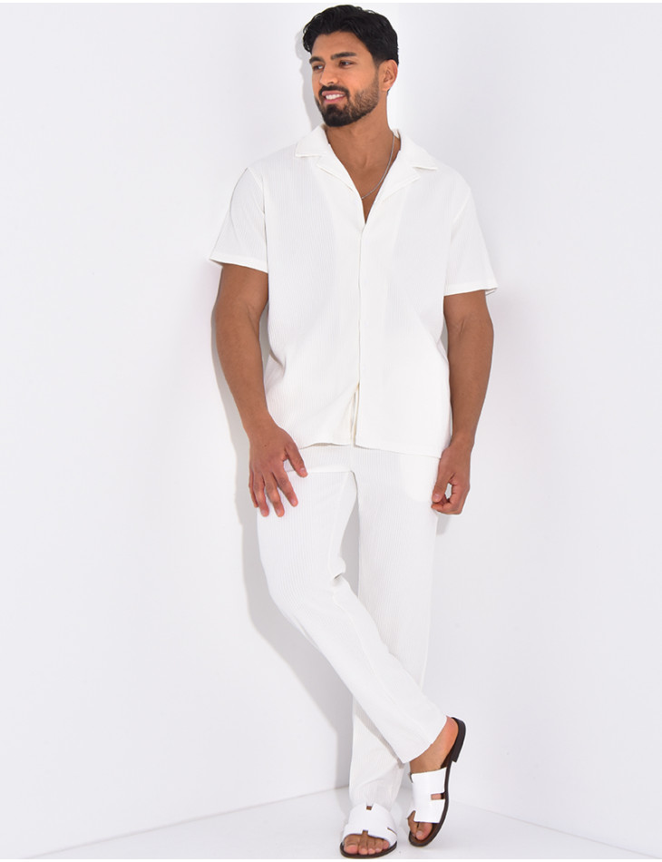 Ensemble plissé pantalon et chemise manches courtes