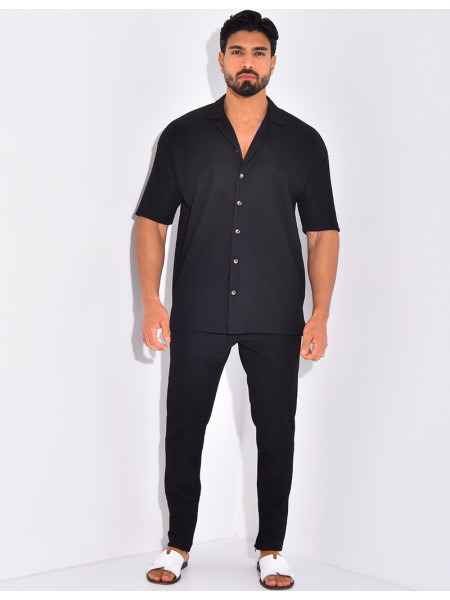 Ensemble pantalon et chemise plissé