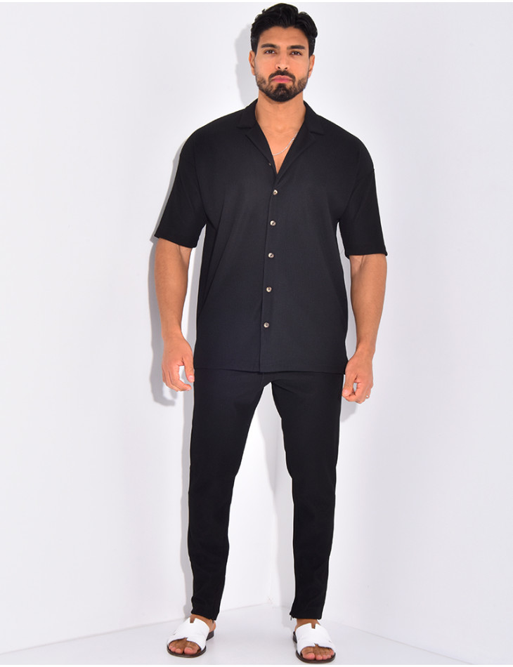 Ensemble pantalon et chemise plissé