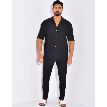 Ensemble pantalon et chemise plissé