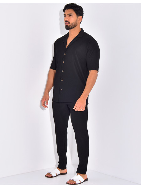 Ensemble pantalon et chemise plissé