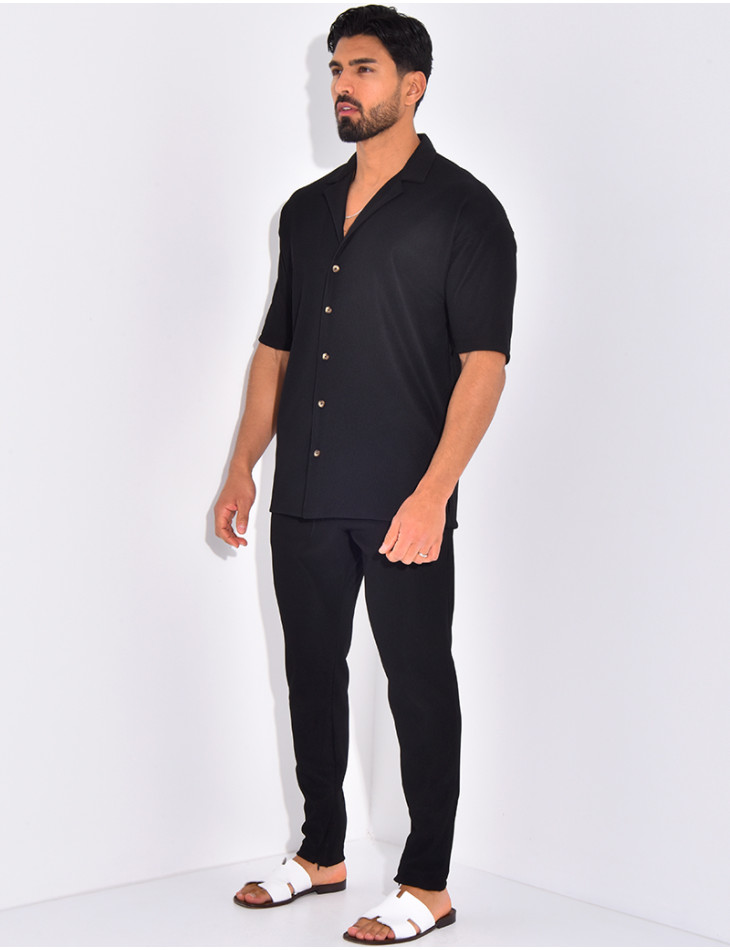 Ensemble pantalon et chemise plissé