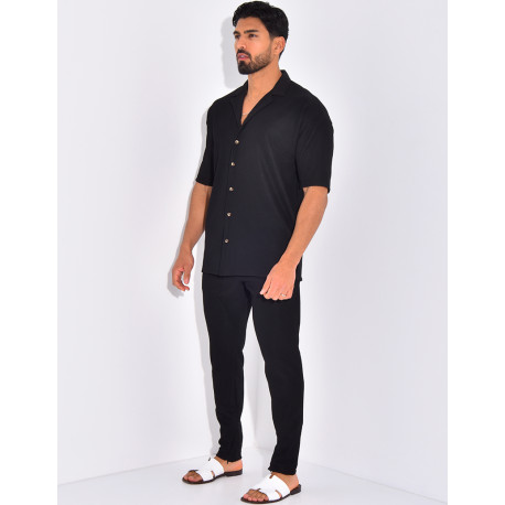 Ensemble pantalon et chemise plissé