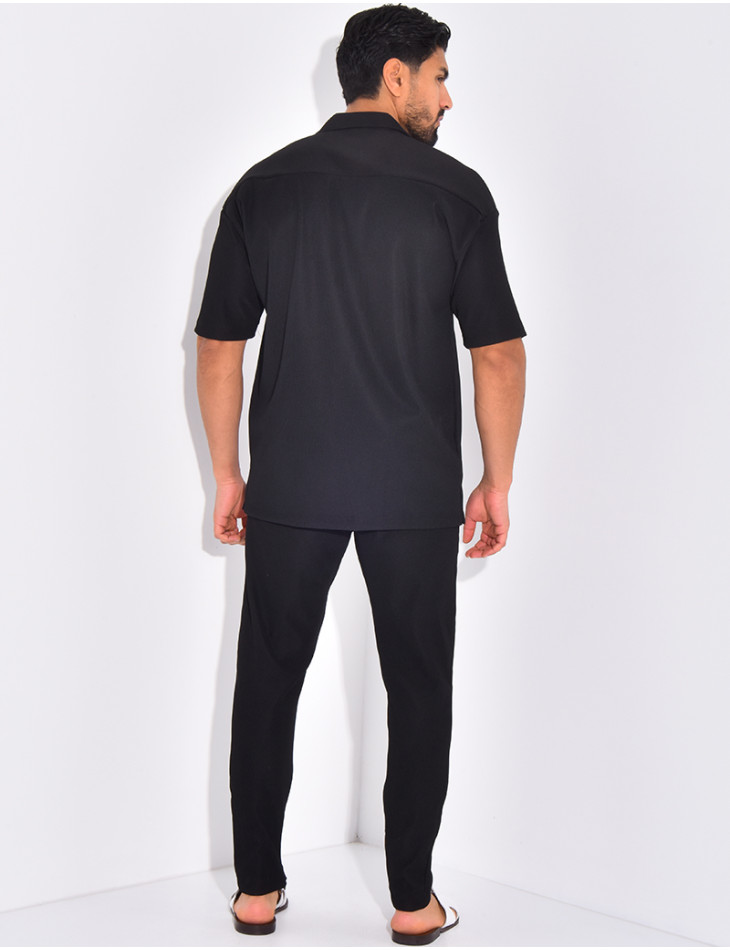 Ensemble pantalon et chemise plissé