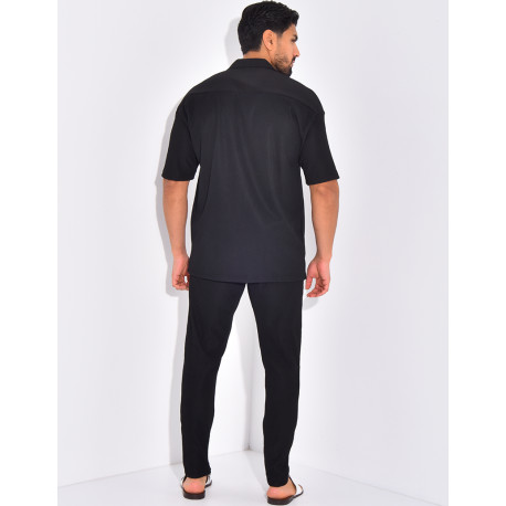 Ensemble pantalon et chemise plissé