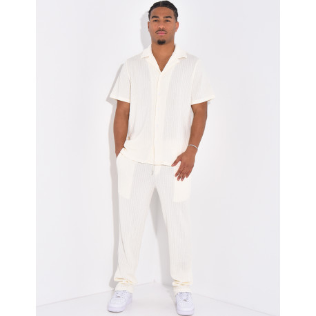 Ensemble pantalon et chemise texturé