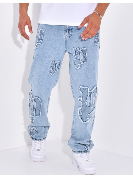 Jeans with destroy writing