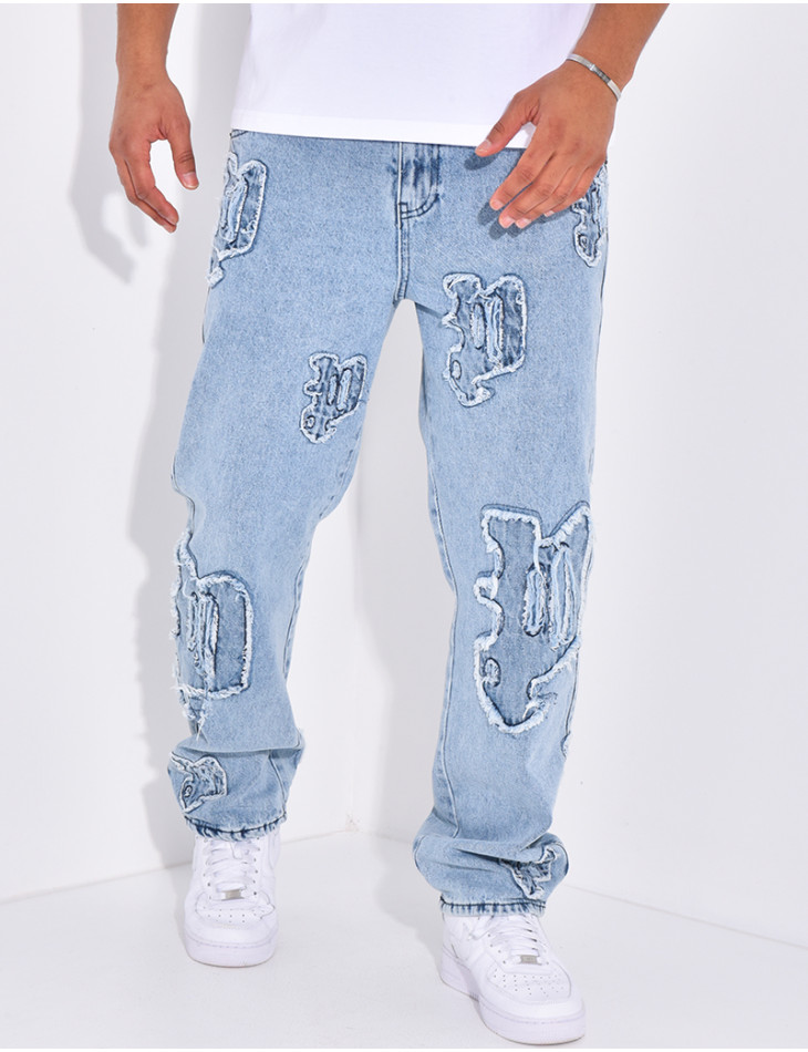 Jeans with destroy writing