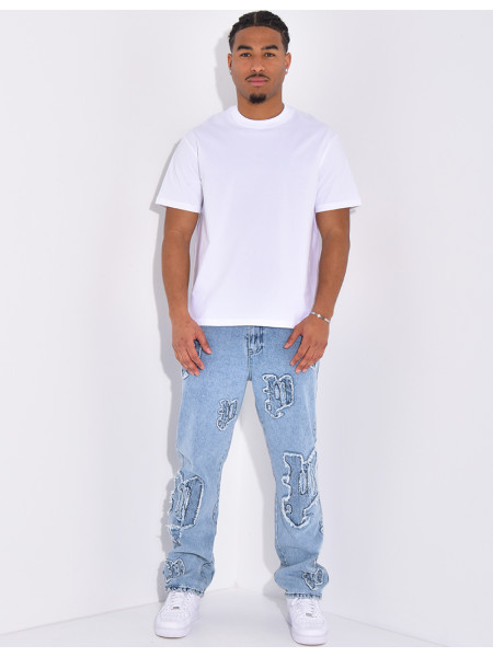 Jeans with destroy writing