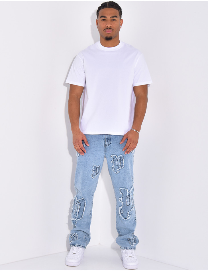 Jeans with destroy writing