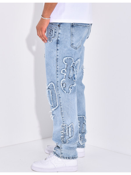 Jeans with destroy writing