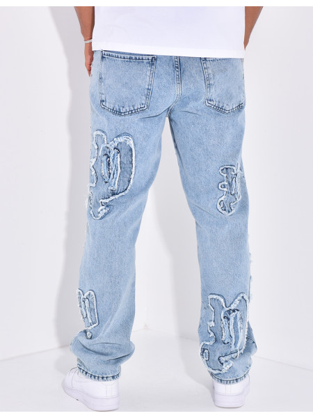 Jeans with destroy writing
