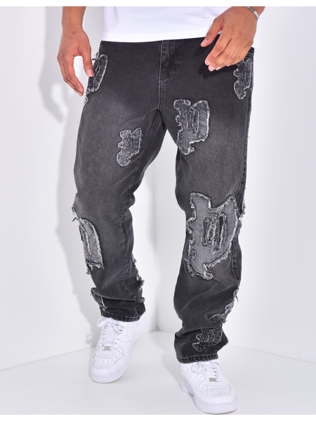 Jeans with destroy writing