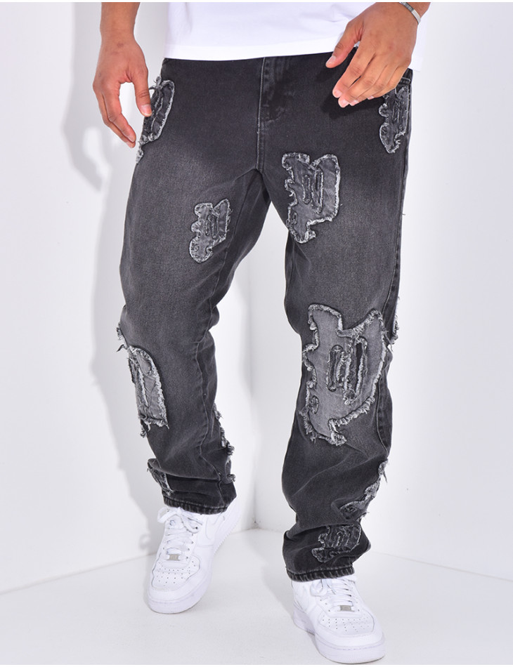 Jeans with destroy writing