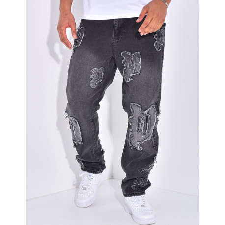 Jeans with destroy writing