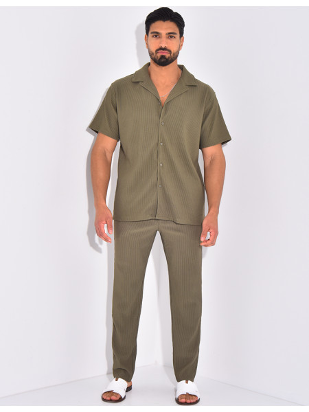 Ensemble plissé pantalon et chemise manches courtes
