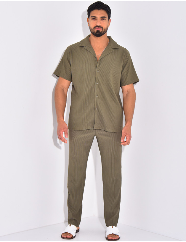 Ensemble plissé pantalon et chemise manches courtes