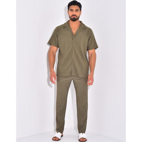 Ensemble plissé pantalon et chemise manches courtes