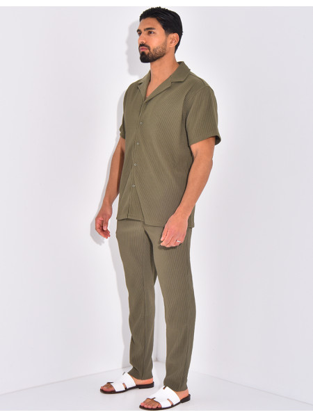 Ensemble plissé pantalon et chemise manches courtes